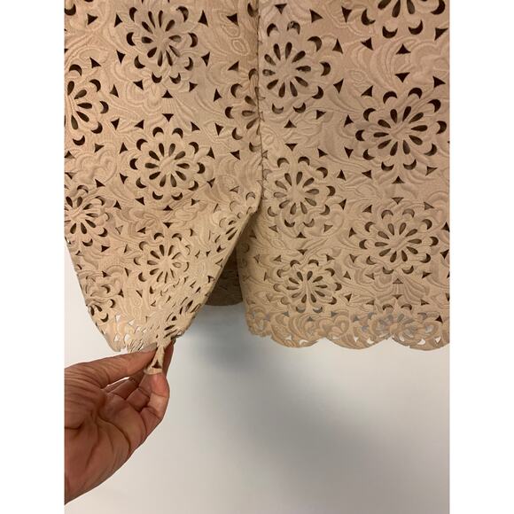BR Womens Skirt SZ 0 Tan Cutout Lace Pencil Office Sophisticated Coquette - Picture 4 of 9